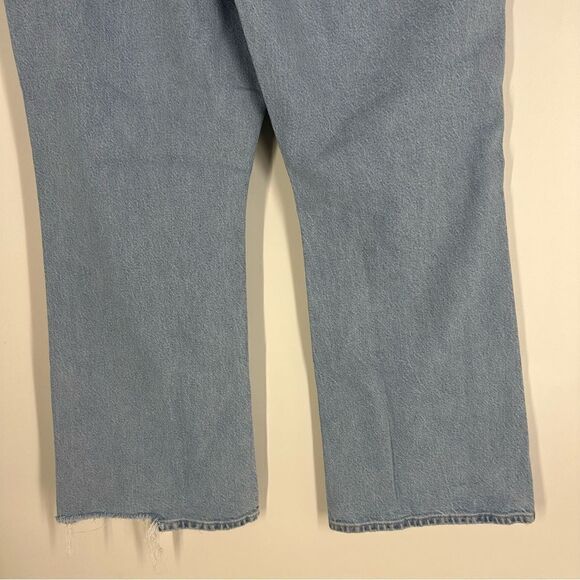 AMERICAN EAGLE Women’s Light Wash 90s Flare Destroyed Denim Jeans Sz 14 - Picture 6 of 14